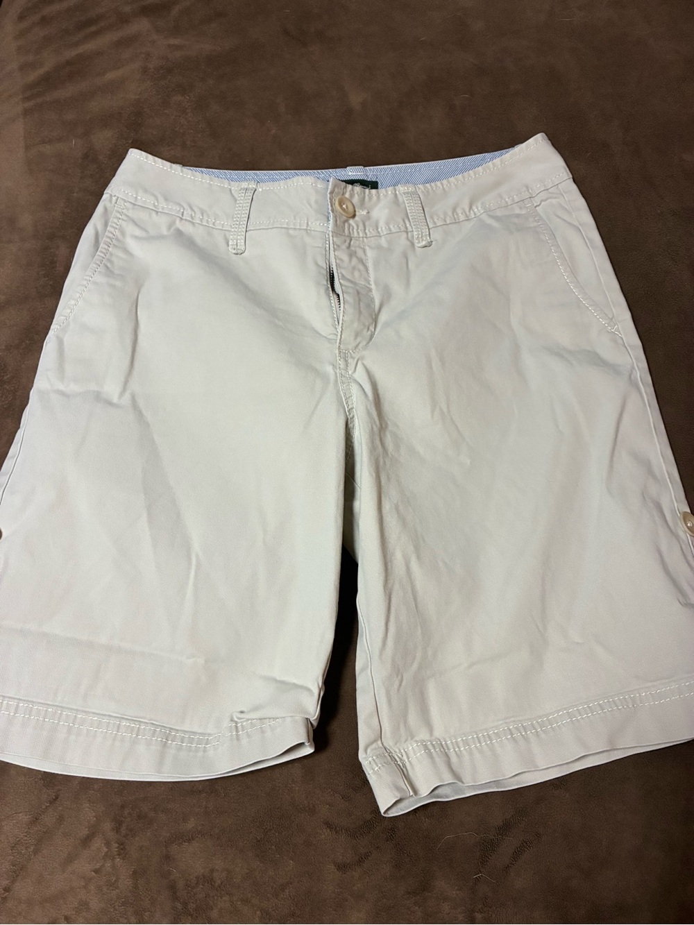 Eddie Bauer Casual Cream Cotton Blend Shorts